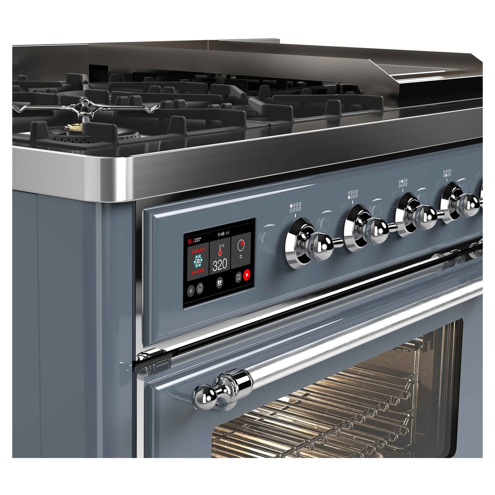 Majestic II 48 inch Dual Fuel Range with 8 Black Burners, Griddle UM12FDNS3BGC