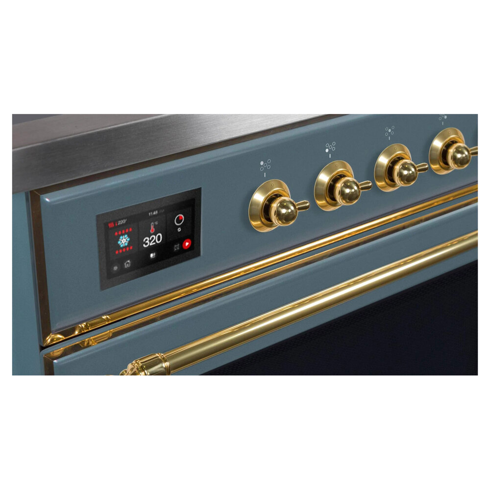 Majestic II Series 48 inch Freestanding Dual Fuel Range with Natural Gas, 8 Sealed Brass Burners, Double Ovens, 5.02 cu. ft. Total Oven Capacity, Griddle, Convection Oven, Continuous Grates, UM12FDNS3BGG