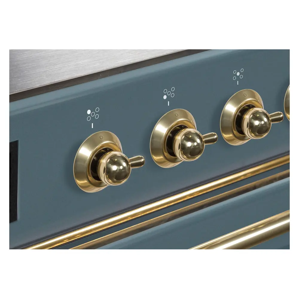 Majestic II Series 48 inch Freestanding Dual Fuel Range with Natural Gas, 8 Sealed Brass Burners, Double Ovens, 5.02 cu. ft. Total Oven Capacity, Griddle, Convection Oven, Continuous Grates, UM12FDNS3BGG