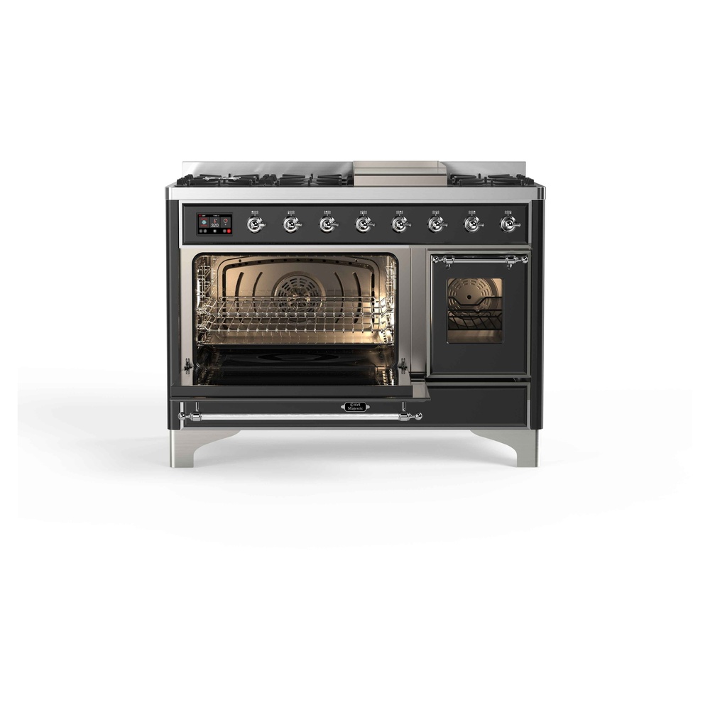 Majestic II 48 inch Dual Fuel Range with 8 Black Burners, Griddle UM12FDNS3MGC