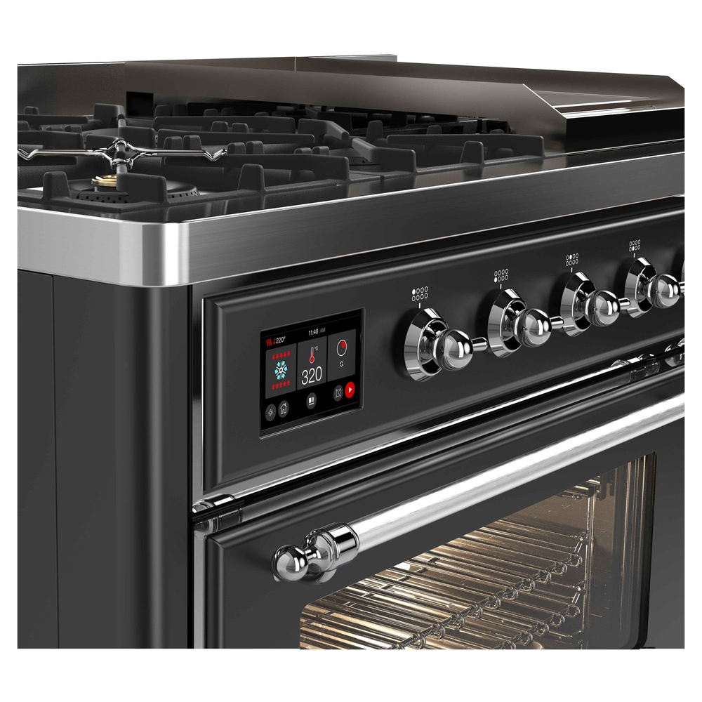 Majestic II 48 inch Dual Fuel Range with 8 Black Burners, Griddle UM12FDNS3MGC