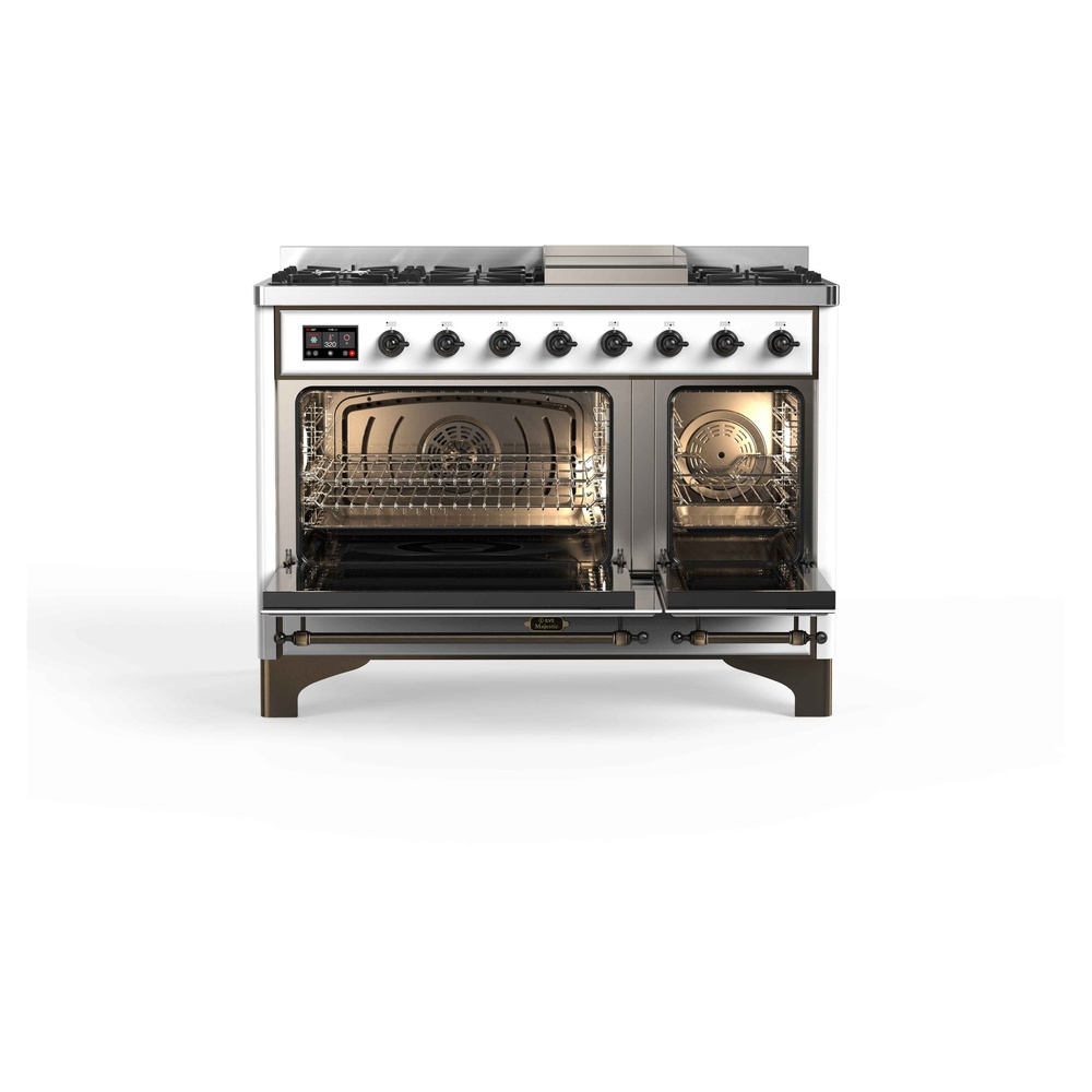 Majestic II 48 UM12FDNS3RAB Freestanding Dual Fuel Range with 8 Sealed Burners with Griddle Double Oven with Triple Glass Door with Bronze knobs UM12FDNS3RABLP