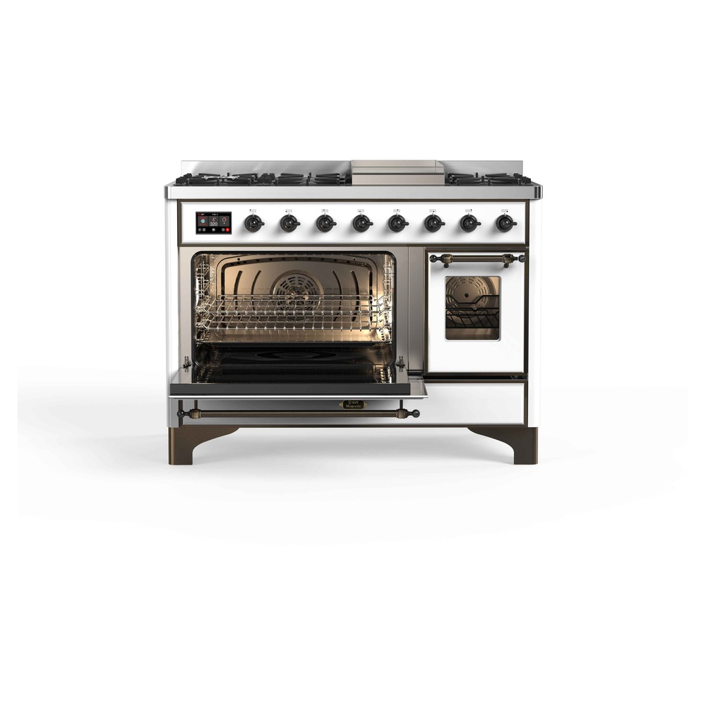 Majestic II 48 UM12FDNS3RAB Freestanding Dual Fuel Range with 8 Sealed Burners with Griddle Double Oven with Triple Glass Door with Bronze knobs UM12FDNS3RABLP