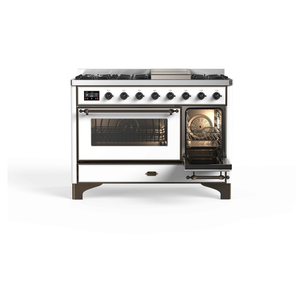 Majestic II 48 UM12FDNS3RAB Freestanding Dual Fuel Range with 8 Sealed Burners with Griddle Double Oven with Triple Glass Door with Bronze knobs UM12FDNS3RABLP