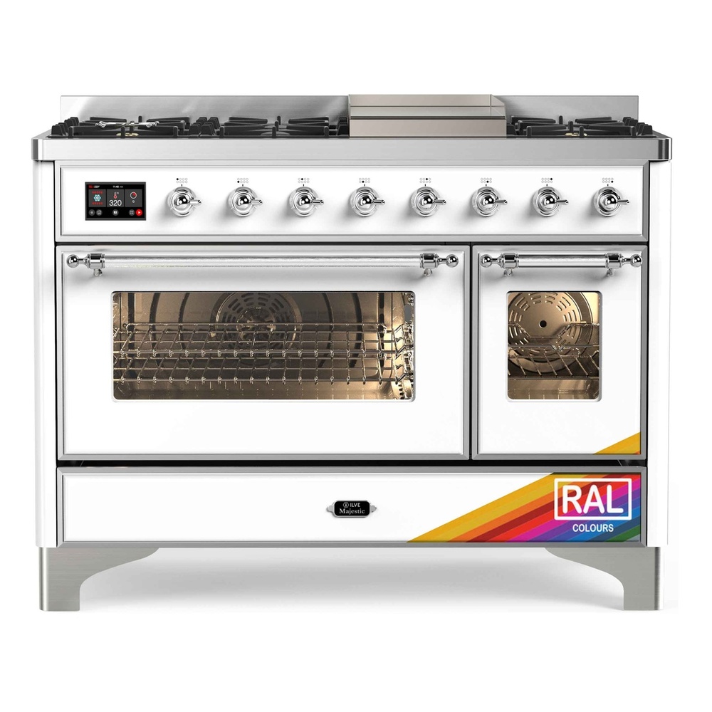 Majestic II 48 UM12FDNS3RAC Freestanding Dual Fuel Range with 8 Sealed Burners with Griddle Double Oven with Triple Glass Door with Chrome knobs UM12FDNS3RAC