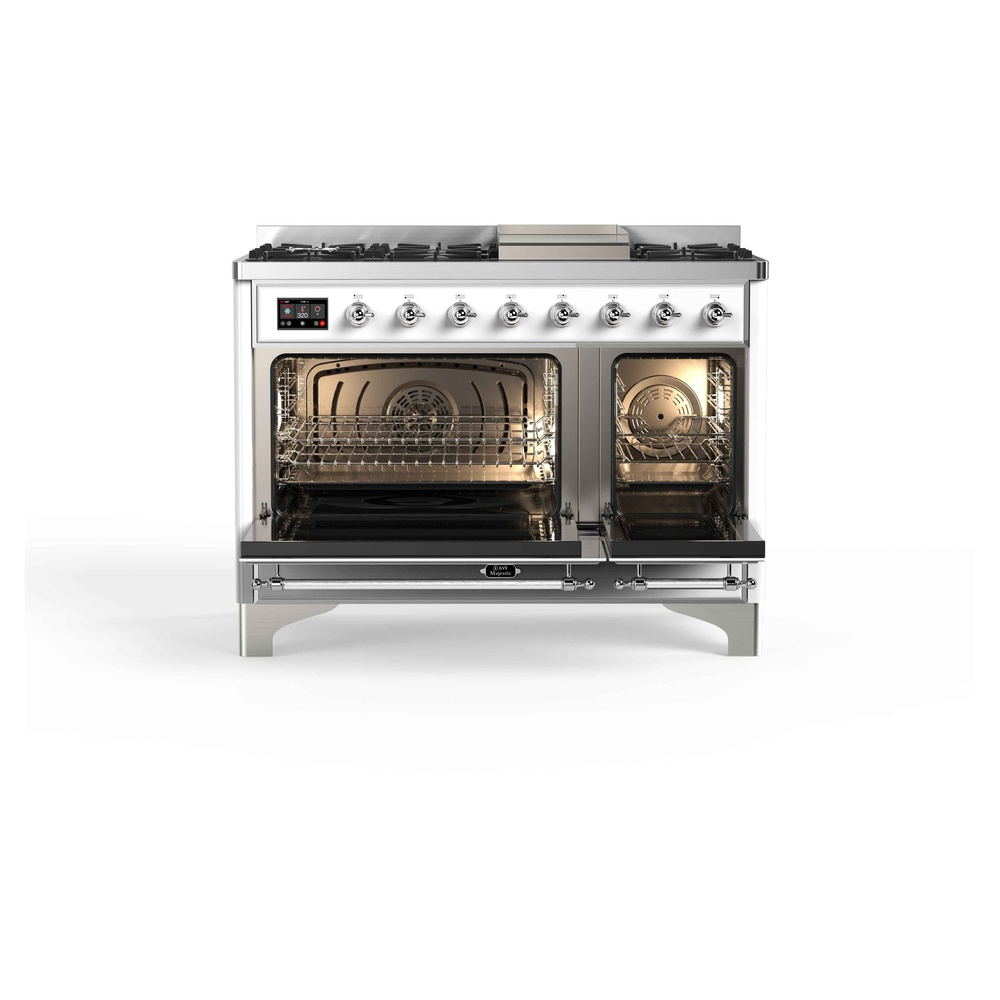 Majestic II 48 UM12FDNS3RAC Freestanding Dual Fuel Range with 8 Sealed Burners with Griddle Double Oven with Triple Glass Door with Chrome knobs UM12FDNS3RAC
