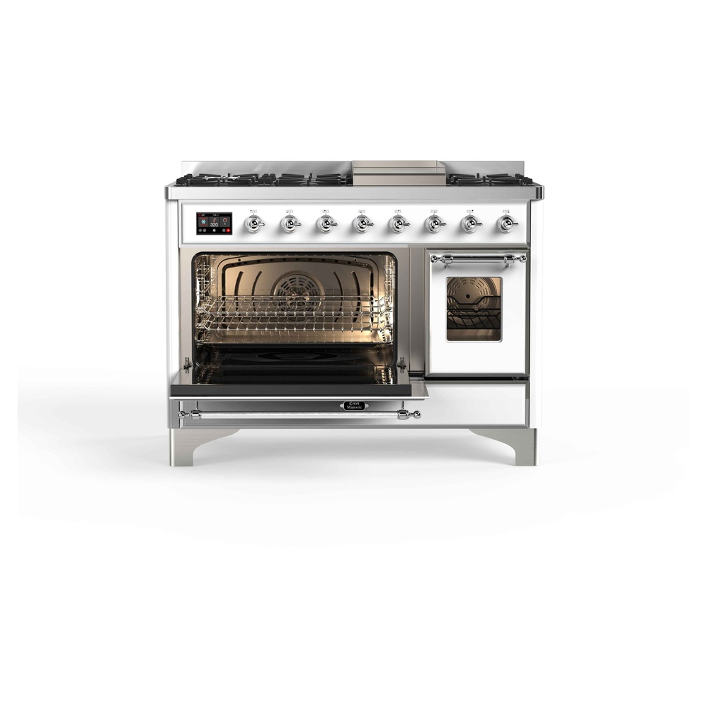 Majestic II 48 UM12FDNS3RAC Freestanding Dual Fuel Range with 8 Sealed Burners with Griddle Double Oven with Triple Glass Door with Chrome knobs UM12FDNS3RAC
