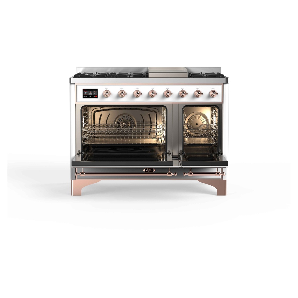 Majestic II 48 UM12FDNS3RAP Freestanding Dual Fuel Range with 8 Sealed Burners with Griddle Double Oven with Triple Glass Door with Copper knobs UM12FDNS3RAPLP