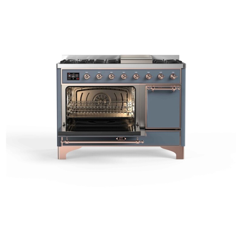 Majestic II Series 48 inch Freestanding Dual Fuel Range with Natural Gas, 7 Sealed Brass Burners, Double Ovens, 5.02 cu. ft. Total Oven Capacity, Griddle, Convection Oven, Continuous Grates,  UM12FDQNS3BGP