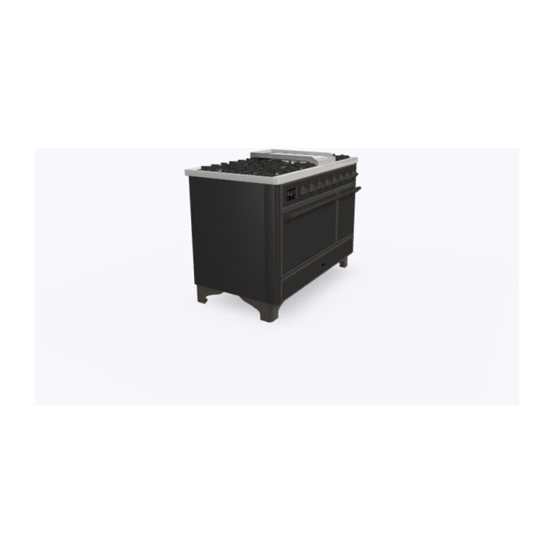 Majestic II Series 48 inch Freestanding Dual Fuel Range with Natural Gas, 8 Sealed Brass Burners, Double Ovens, 5.02 cu. ft. Total Oven Capacity, Griddle, Convection Oven, Continuous Grates,  UM12FDQNS3MGB