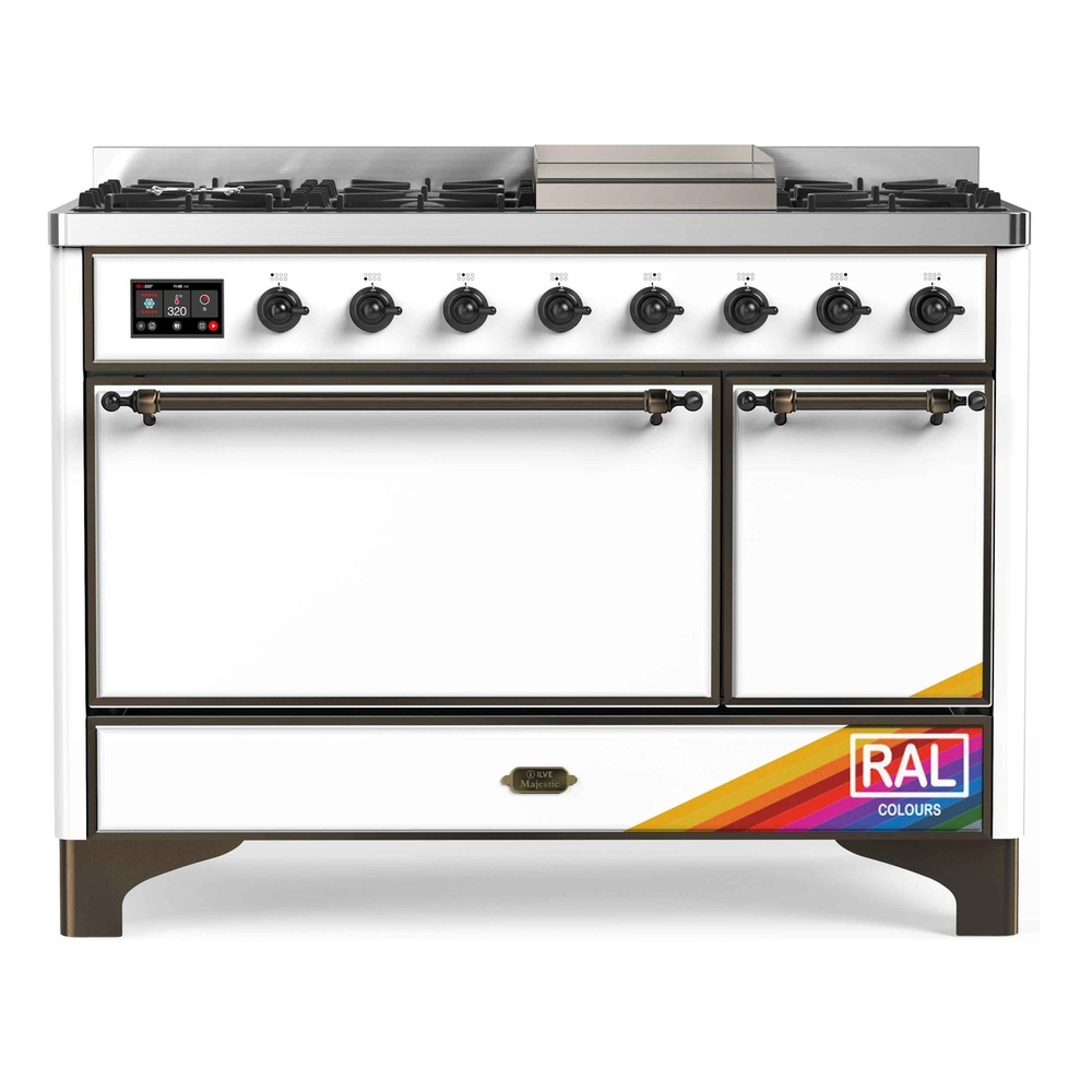 Majestic II 48 UM12FDQNS3RAB Freestanding Dual Fuel Range with 8 Sealed Burners with Griddle Double Oven with Solid Door with Bronze knobs UM12FDQNS3RABLP