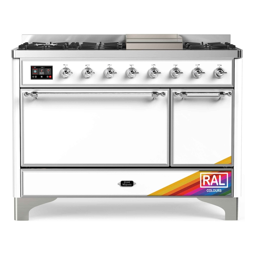 Majestic II 48 UM12FDQNS3RAC Freestanding Dual Fuel Range with 8 Sealed Burners with Griddle Double Oven with Solid Door with Chrome knobs UM12FDQNS3RACLP