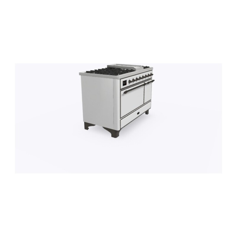 Majestic II Series 48 inch Freestanding Dual Fuel Range with Natural Gas, 8 Sealed Brass Burners, Double Ovens, 5.02 cu. ft. Total Oven Capacity, Griddle, Convection Oven, Continuous Grates, UM12FDQNS3WHB