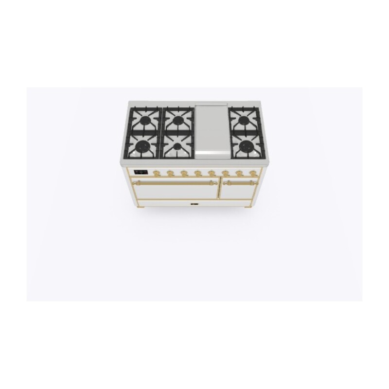 Majestic II Series 48 inch Freestanding Dual Fuel Range with Natural Gas, 8 Sealed Brass Burners, Double Ovens, 5.02 cu. ft. Total Oven Capacity, Griddle, Convection Oven, Continuous Grates, UM12FDQNS3WHG