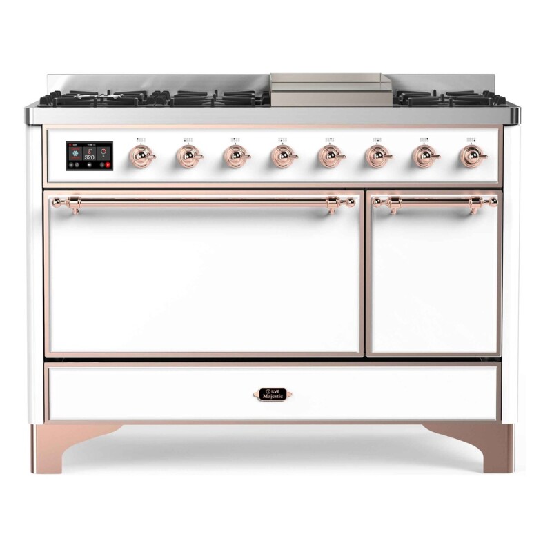Majestic II 48 inch Dual Fuel Range with 8 Black Burners, Griddle UM12FDQNS3WHP