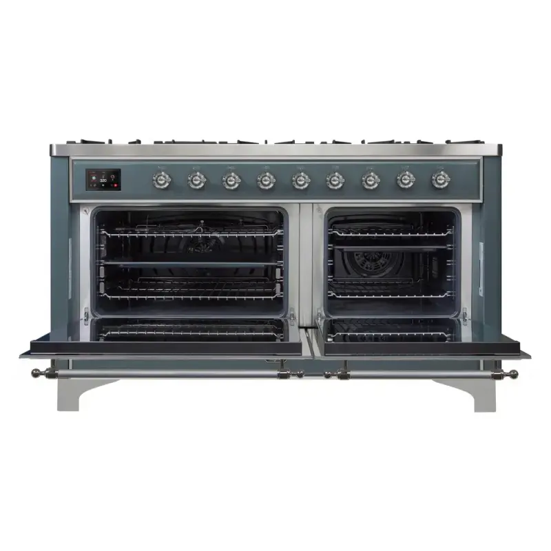 Majestic II Series 60 inch Freestanding Dual Fuel Range with Natural Gas, 9 Sealed Brass Burners, Double Ovens, 5.02 cu. ft. Total Oven Capacity, Griddle, Convection Oven, Continuous Grates, UM15FDNS3BGC