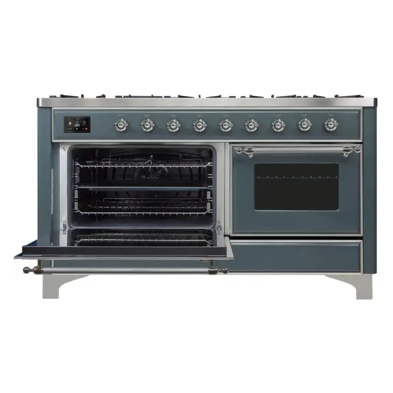 Majestic II Series 60 inch Freestanding Dual Fuel Range with Natural Gas, 9 Sealed Brass Burners, Double Ovens, 5.02 cu. ft. Total Oven Capacity, Griddle, Convection Oven, Continuous Grates, UM15FDNS3BGC