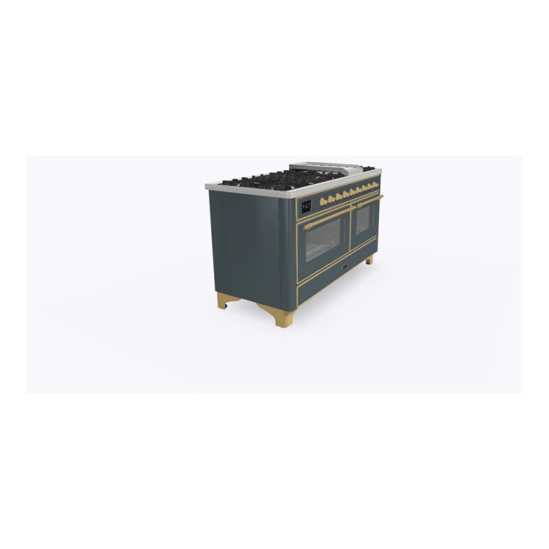 Majestic II Series 60 inch Freestanding Dual Fuel Range with Natural Gas, 9 Sealed Brass Burners, Double Ovens, 5.02 cu. ft. Total Oven Capacity, Griddle, Convection Oven, Continuous Grates,  UM15FDNS3BGG