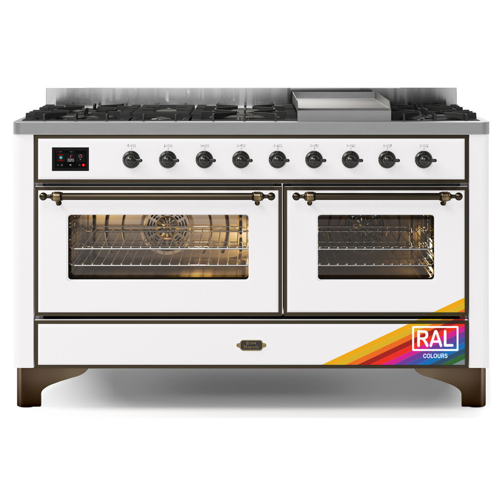 Majestic II 60 UM15FDNS3RAB Freestanding Dual Fuel Range with 9 Sealed Burners with Griddle Double Oven with Triple Glass Door with Bronze knobs UM15FDNS3RABLP