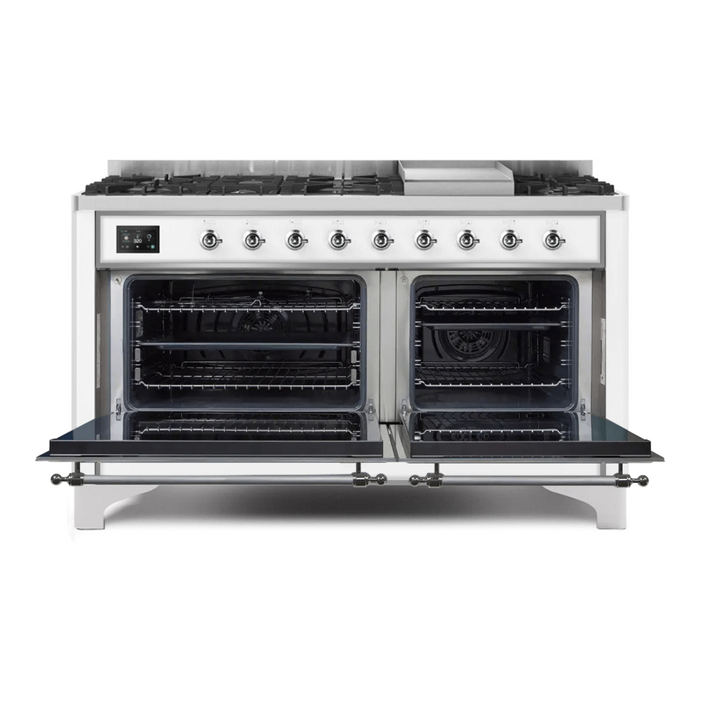 Majestic II 60 UM15FDNS3RAC Freestanding Dual Fuel Range with 9 Sealed Burners with Griddle Double Oven with Triple Glass Door with Chrome knobs UM15FDNS3RACLP