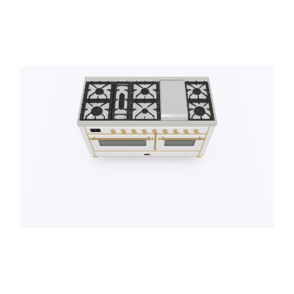 Majestic II 60 UM15FDNS3RAG Freestanding Dual Fuel Range with 9 Sealed Burners with Griddle Double Oven with Triple Glass Door with Brass knobs UM15FDNS3RAGLP