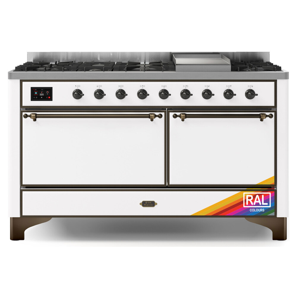 Majestic II 60 UM15FDQNS3RAB Freestanding Dual Fuel Range with 9 Sealed Burners with Griddle Double Oven with Solid Door with Bronze knobs UM15FDQNS3RABLP