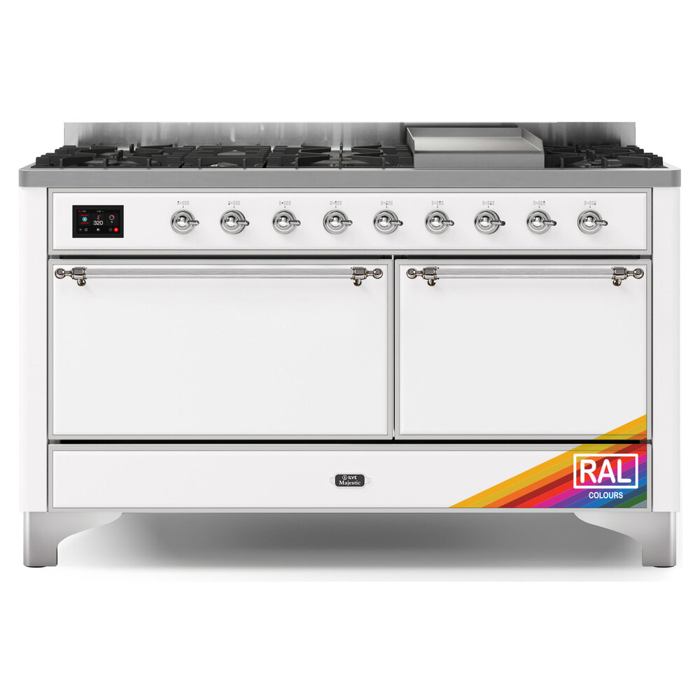 Majestic II 60 UM15FDQNS3RAC Freestanding Dual Fuel Range with 9 Sealed Burners with Griddle Double Oven with Solid Door with Chrome knobs UM15FDQNS3RAC