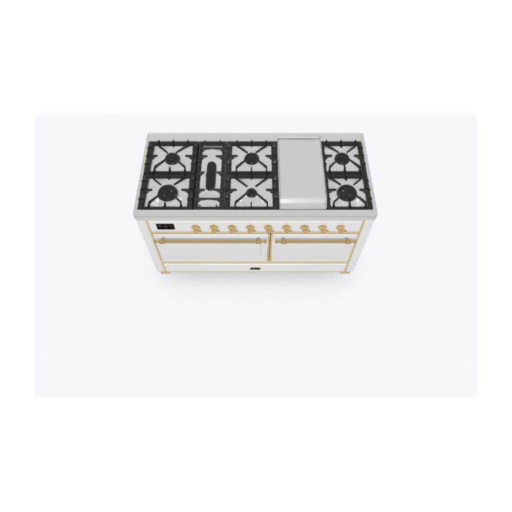 Majestic II 60 UM15FDQNS3RAG Freestanding Dual Fuel Range with 9 Sealed Burners with Griddle Double Oven with Solid Door with Brass knobs UM15FDQNS3RAGLP