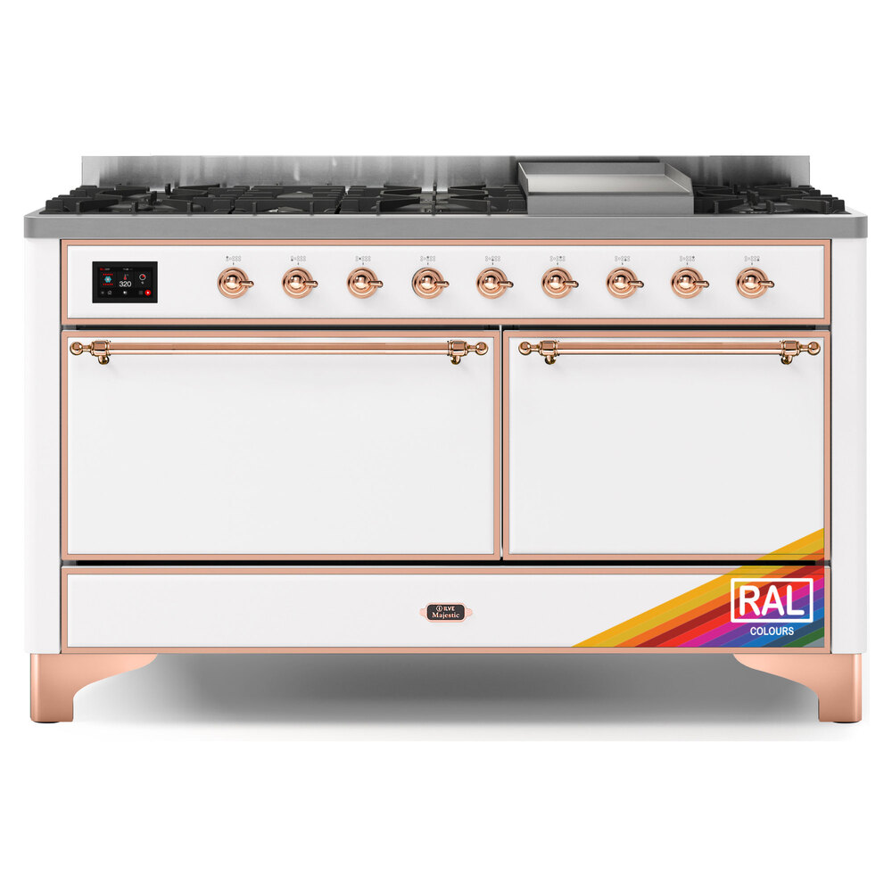Majestic II 60 UM15FDQNS3RAP Freestanding Dual Fuel Range with 9 Sealed Burners with Griddle Double Oven with Solid Door with Copper knobs UM15FDQNS3RAPLP