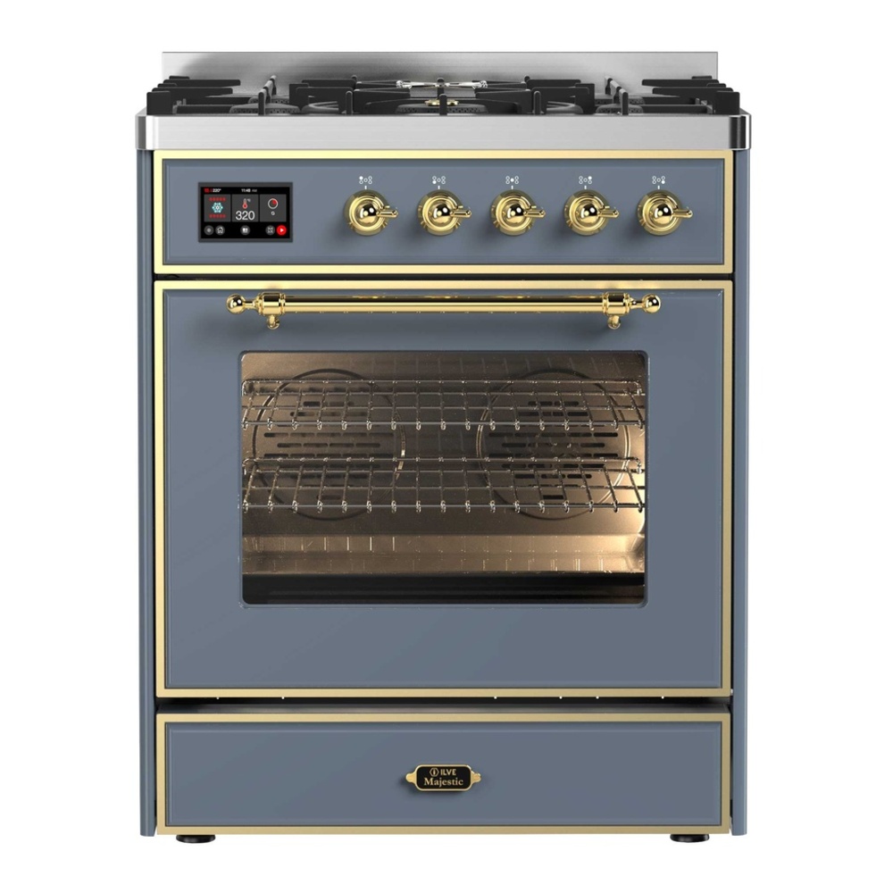 Majestic II Series 30 inch Freestanding Dual Fuel Range with Natural Gas, 5 Sealed Brass Burners, 4 cu. ft. Total Oven Capacity, Convection Oven, Continuous Grates, Viewing Window, Storage Dr