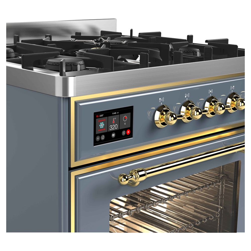 Majestic II Series 30 inch Freestanding Dual Fuel Range with Natural Gas, 5 Sealed Brass Burners, 4 cu. ft. Total Oven Capacity, Convection Oven, Continuous Grates, Viewing Window, Storage Dr UM30DNE3BGG