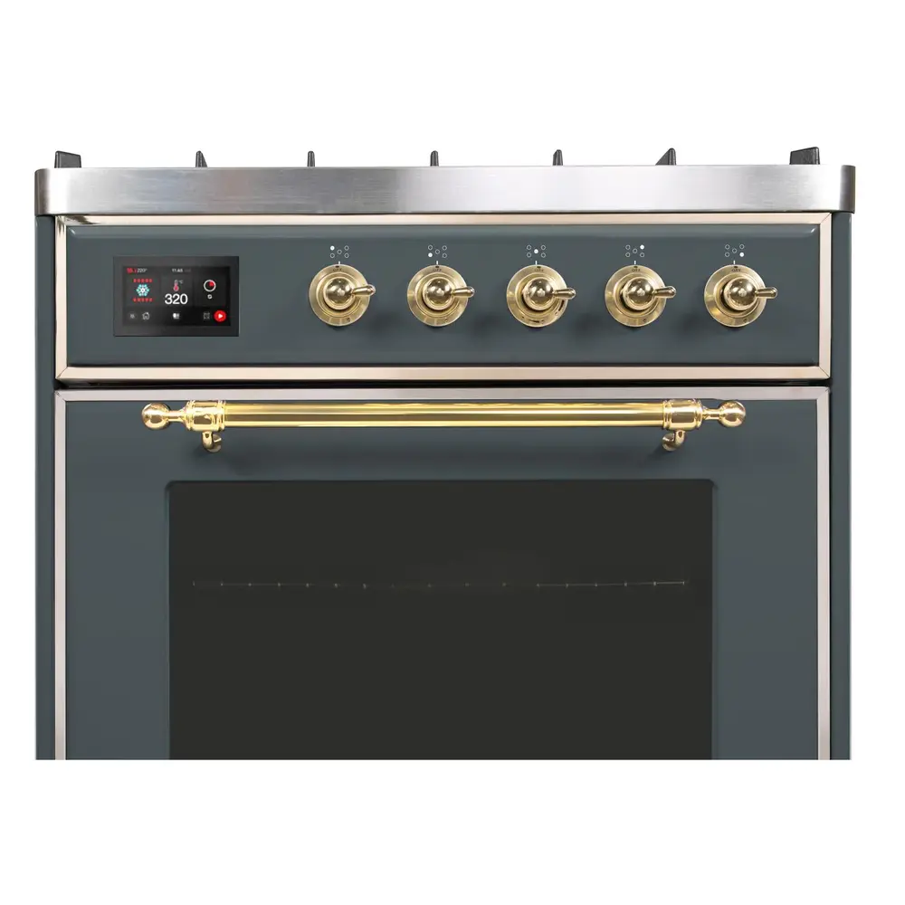 Majestic II Series 30 inch Freestanding Dual Fuel Range with Natural Gas, 5 Sealed Brass Burners, 4 cu. ft. Total Oven Capacity, Convection Oven, Continuous Grates, Viewing Window, Storage Dr UM30DNE3BGG