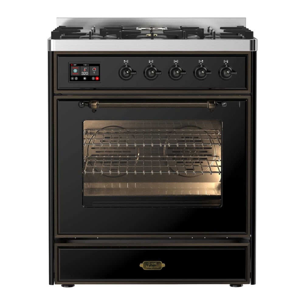 Majestic II 30 inch Dual Fuel Range with 5 Black Burners UM30DNE3BKBLP