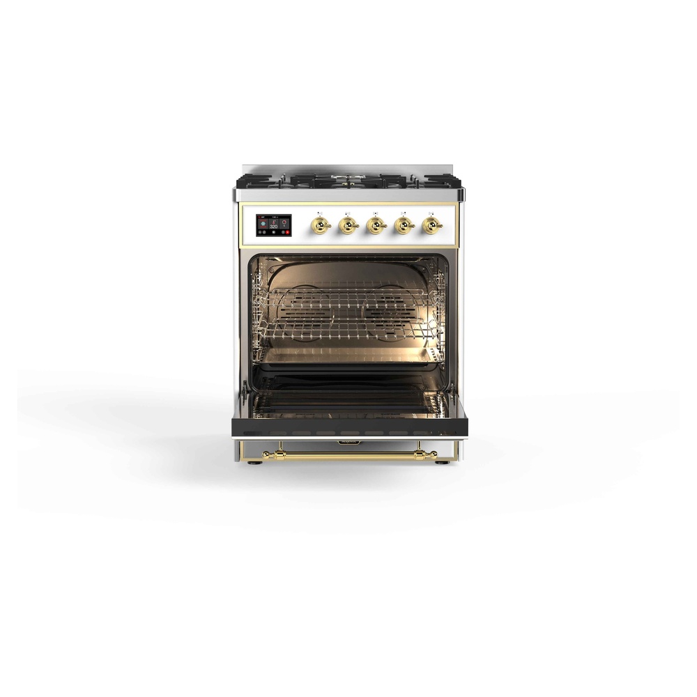 Majestic II 30 UM30DNE3RAG Freestanding Dual Fuel Range with 5 Sealed Burners Single Oven with Triple Glass Door with Brass knobs UM30DNE3RAGLP