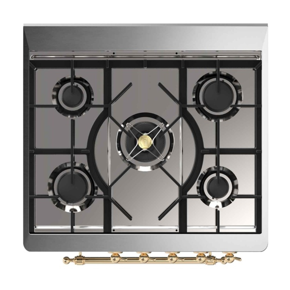 Majestic II 30 UM30DNE3RAG Freestanding Dual Fuel Range with 5 Sealed Burners Single Oven with Triple Glass Door with Brass knobs UM30DNE3RAGLP