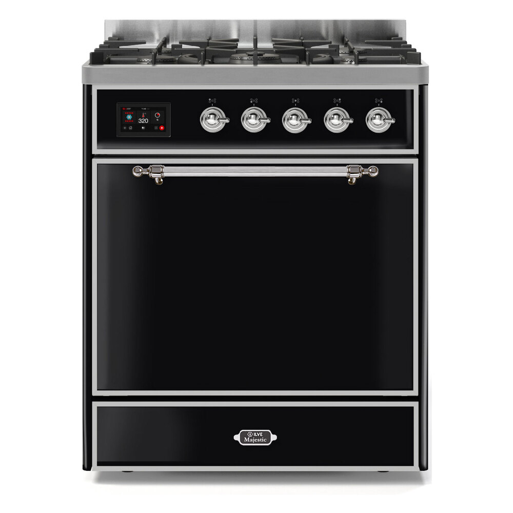 Majestic II Series 30 inch Freestanding Dual Fuel Range with Natural Gas, 5 Sealed Brass Burners, 4 cu. ft. Total Oven Capacity, Convection Oven, Continuous Grates, Storage Drawer, with Chrom