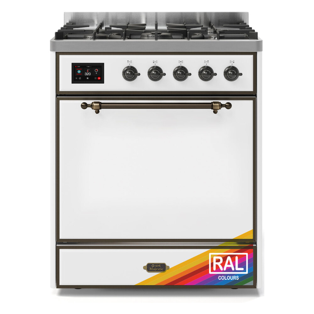 Majestic II 30 UM30DQNE3RAB Freestanding Dual Fuel Range with 5 Sealed Burners Single Oven with Solid Door with Bronze knobs UM30DQNE3RAB