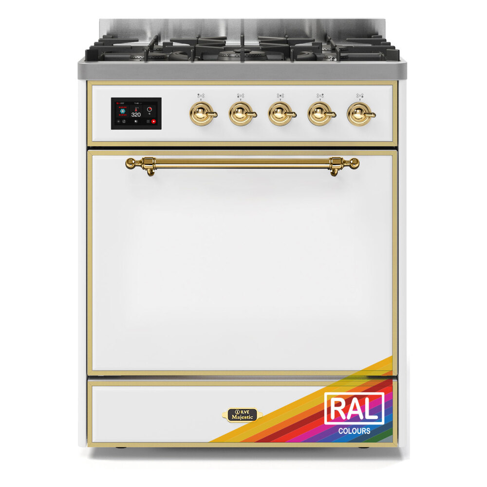 Majestic II 30 UM30DQNE3RAG Freestanding Dual Fuel Range with 5 Sealed Burners Single Oven with Solid Door with Brass knobs UM30DQNE3RAGLP
