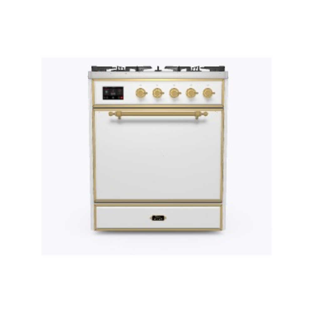Majestic II 30 UM30DQNE3RAG Freestanding Dual Fuel Range with 5 Sealed Burners Single Oven with Solid Door with Brass knobs UM30DQNE3RAG