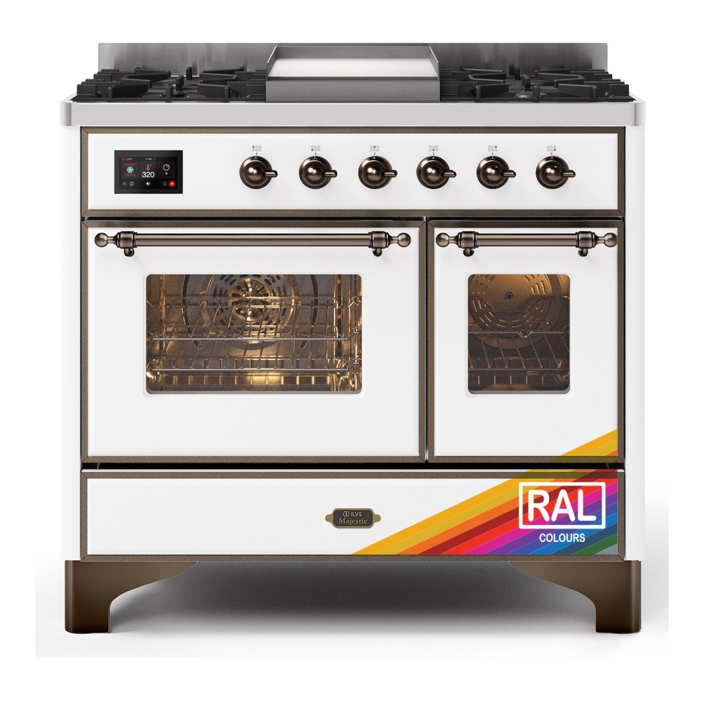 Majestic II 40 UMD10FDNS3RAB Freestanding Dual Fuel Range with 6 Sealed Burners with Griddle Double Oven with Triple Glass Door with Bronze knobs UMD10FDNS3RAB