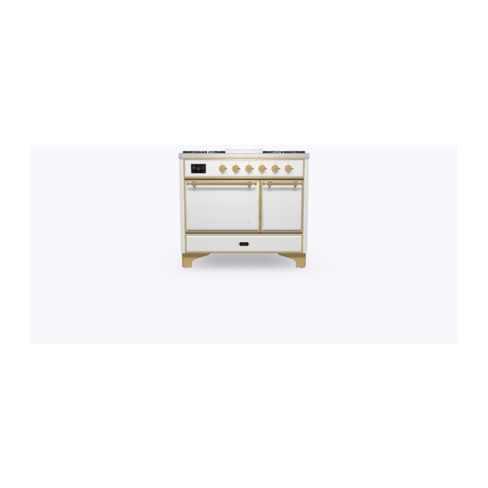 Majestic II 40 UMD10FDQNS3RAG Freestanding Dual Fuel Range with 6 Sealed Burners with Griddle Double Oven with Solid Door with Brass knobs UMD10FDQNS3RAG