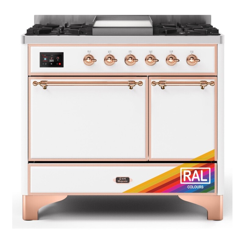 Majestic II 40 UMD10FDQNS3RAP Freestanding Dual Fuel Range with 6 Sealed Burners with Griddle Double Oven with Solid Door with Copper knobs UMD10FDQNS3RAP