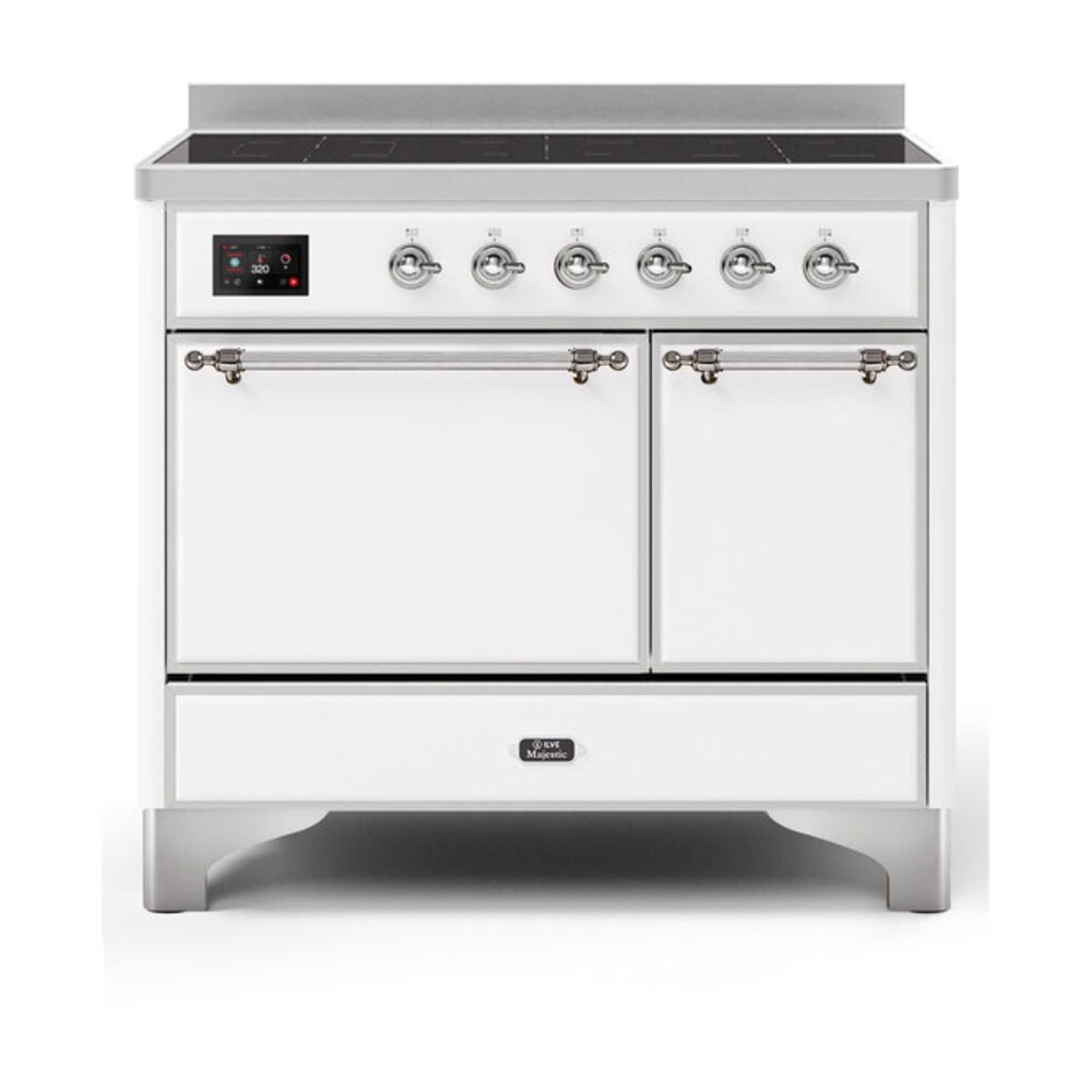 Majestic II Series 40 inch Freestanding Electric Induction Range with 6 Elements, Smoothtop Cooktop, 3.82 cu. ft. Total Oven Capacity, Convection Oven, Warming Drawer, with Chrome Trim UMDI10QNS3WHC