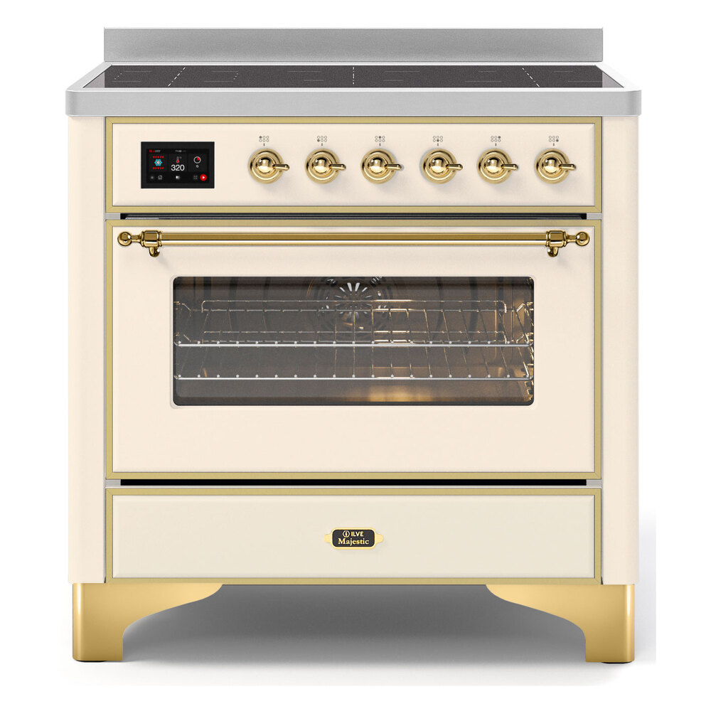 Majestic II Series 36 inch Freestanding Electric Induction Range with 5 Elements, Smoothtop Cooktop, 3.5 cu. ft. Total Oven Capacity, Convection Oven, Viewing Window, Warming Drawer, with Bra