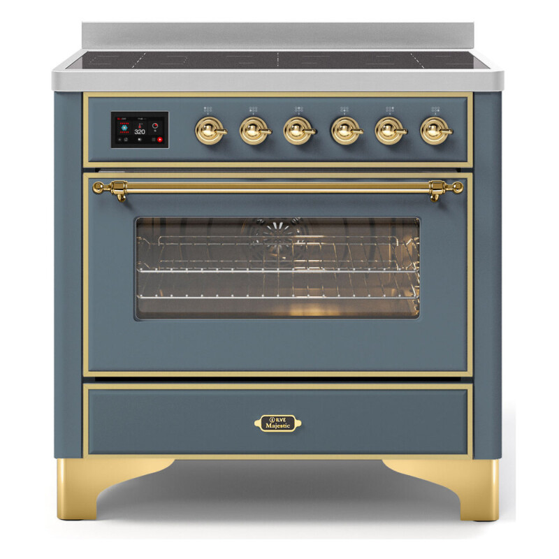 Majestic II Series 36 inch Freestanding Electric Induction Range with 5 Elements, Smoothtop Cooktop, 3.5 cu. ft. Total Oven Capacity, Convection Oven, Viewing Window, Warming Drawer, with Bra