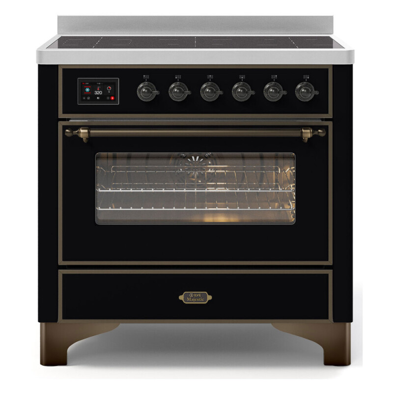 Majestic II Series 36 inch Freestanding Electric Induction Range with 5 Elements, Smoothtop Cooktop, 3.5 cu. ft. Total Oven Capacity, Convection Oven, Viewing Window, Warming Drawer, with Bro UMI09NS3BKB