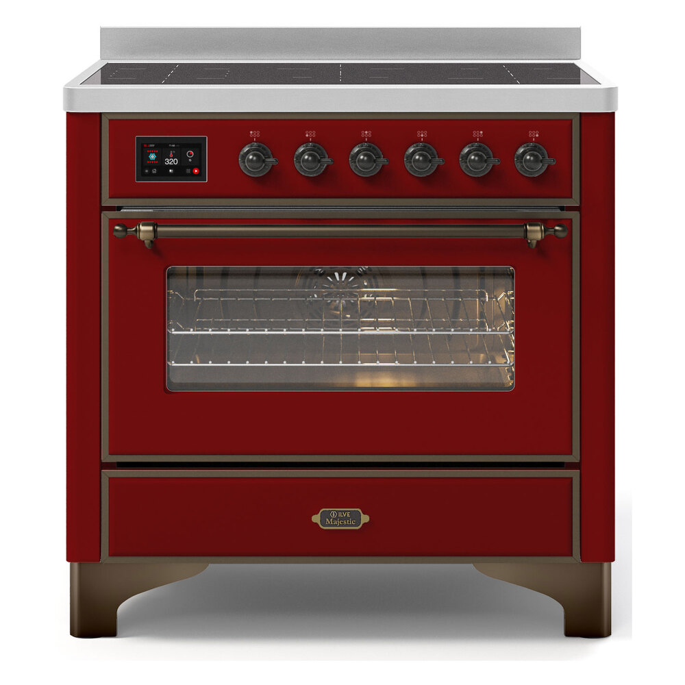 Majestic II Series 36 inch Freestanding Electric Induction Range with 5 Elements, Smoothtop Cooktop, 3.5 cu. ft. Total Oven Capacity, Convection Oven, Viewing Window, Warming Drawer, with Bro