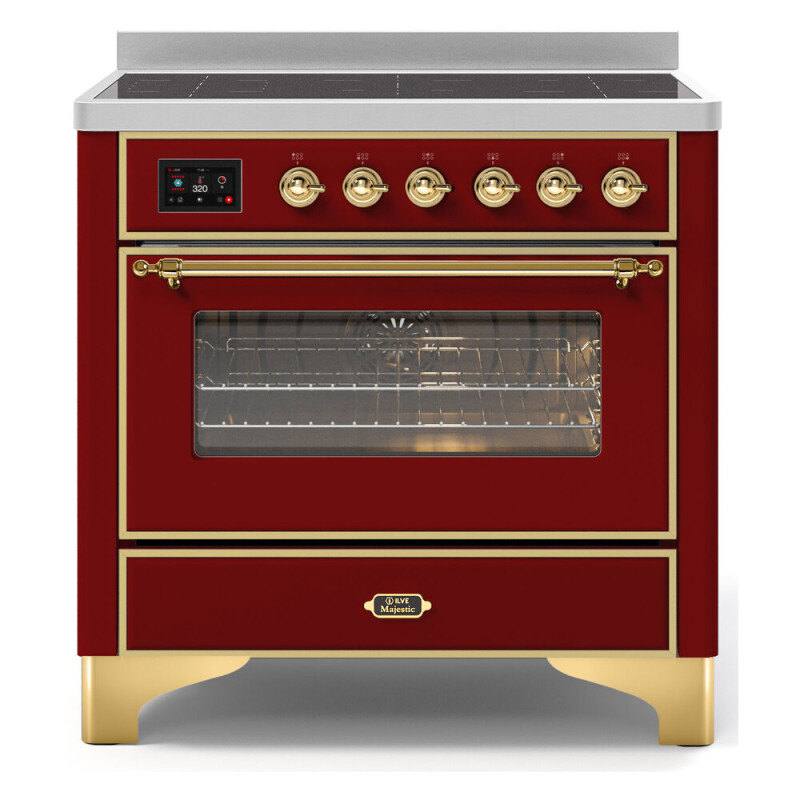 Majestic II Series 36 inch Freestanding Electric Induction Range with 5 Elements, Smoothtop Cooktop, 3.5 cu. ft. Total Oven Capacity, Convection Oven, Viewing Window, Warming Drawer, with Bra