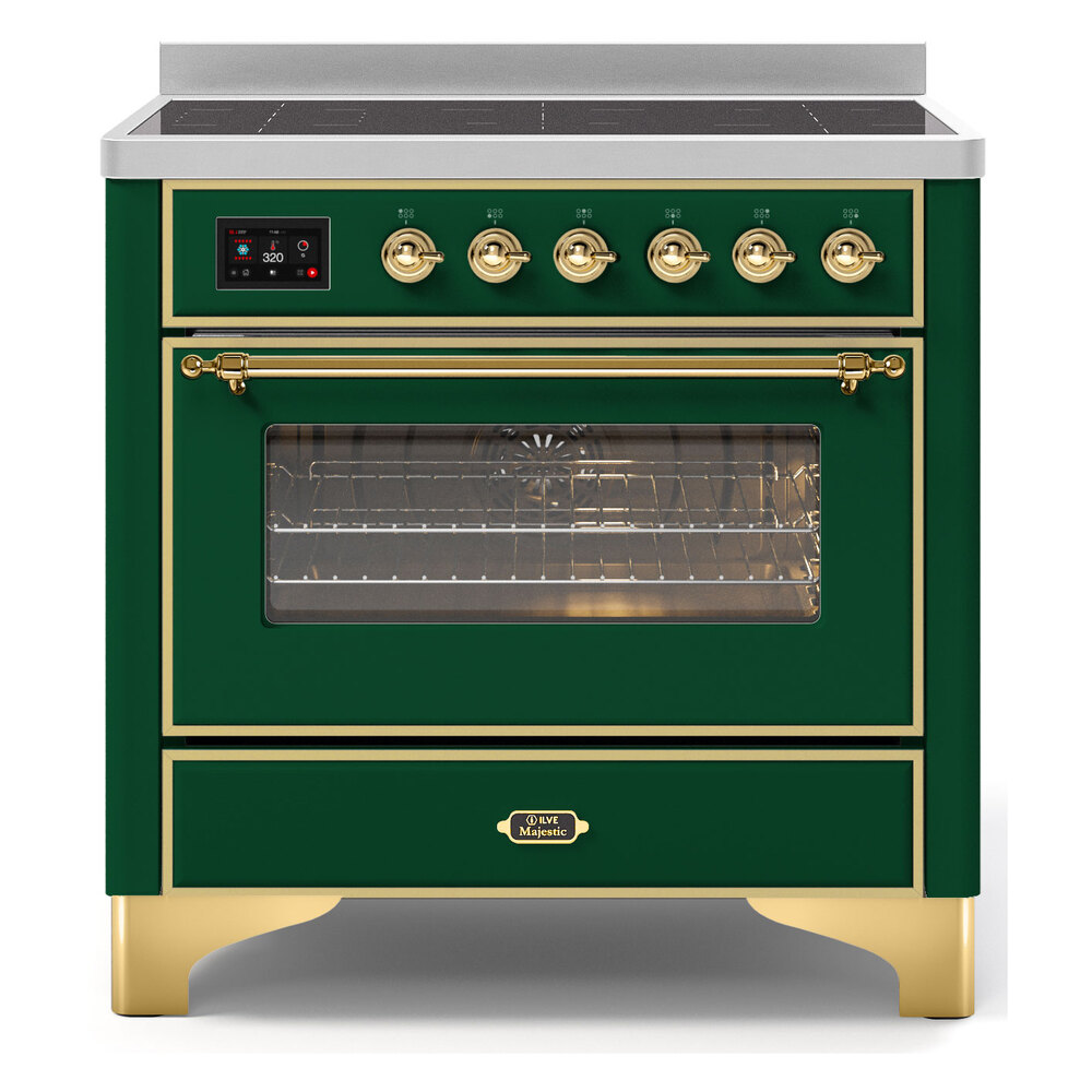Majestic II Series 36 inch Freestanding Electric Induction Range with 5 Elements, Smoothtop Cooktop, 3.5 cu. ft. Total Oven Capacity, Convection Oven, Viewing Window, Warming Drawer, with Bra UMI09NS3EGG