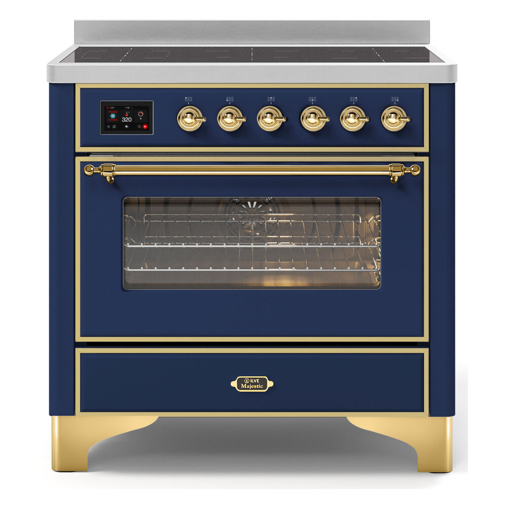 Majestic II Series 36 inch Freestanding Electric Induction Range with 5 Elements, Smoothtop Cooktop, 3.5 cu. ft. Total Oven Capacity, Convection Oven, Viewing Window, Warming Drawer, with Bra